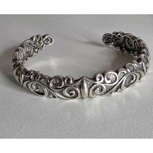 Sterling G Silver 925 Bali Cuff Bracelet Swirl Filigree Design 27g